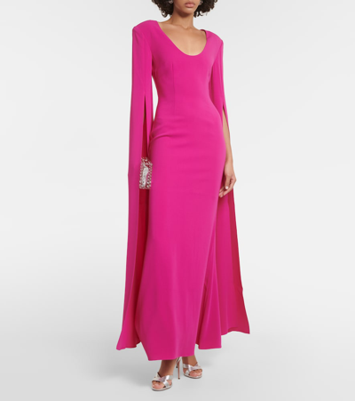 Shop Roland Mouret Cape-sleeve Cady Gown In Purple