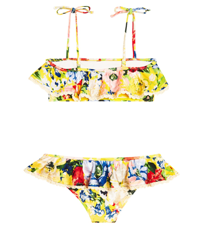 Shop Zimmermann Alight Ruffled Floral Bikini In Multicoloured
