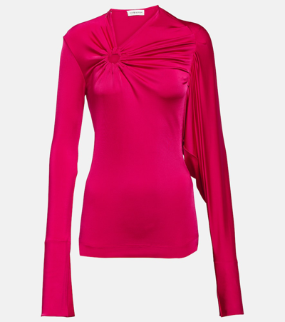 Shop Victoria Beckham Gathered Jersey Top In Pink