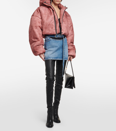 Y/project Double-collar Cropped Puffer Jacket In Pink