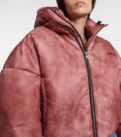 Y/project Double-collar Cropped Puffer Jacket In Pink