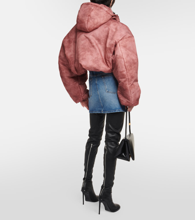Y/project Double-collar Cropped Puffer Jacket In Pink