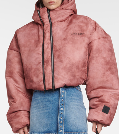 Shop Y/project Cropped Puffer Jacket In Pink