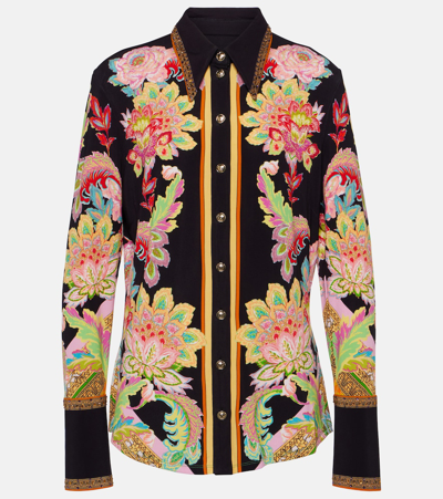Camilla Fitted Jersey Knit Button-front Shirt In Multicoloured