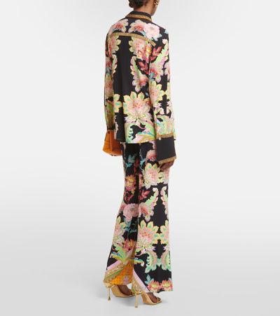 Camilla Fitted Jersey Knit Button-front Shirt In Multicoloured