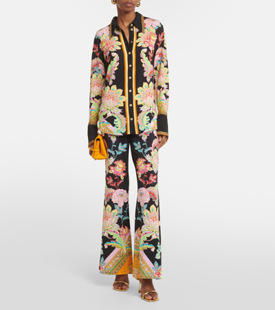 Camilla Fitted Jersey Knit Button-front Shirt In Multicoloured