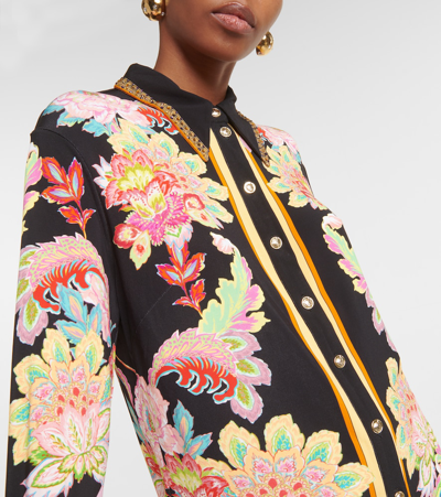Camilla Fitted Jersey Knit Button-front Shirt In Multicoloured