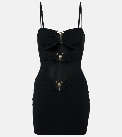 Shop Christopher Esber Pierced Orbit Cutout Minidress In Black