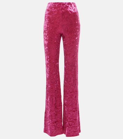 Shop Rotate Birger Christensen Velvet Flared Pants In Pink
