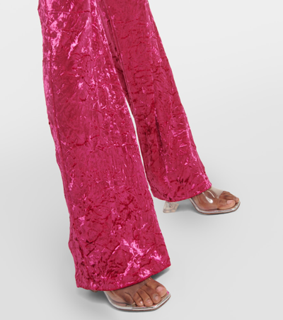 Shop Rotate Birger Christensen Velvet Flared Pants In Pink