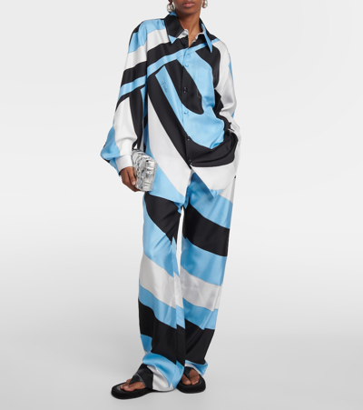 Pucci Onde Printed Silk Palazzo Pants In Multicoloured
