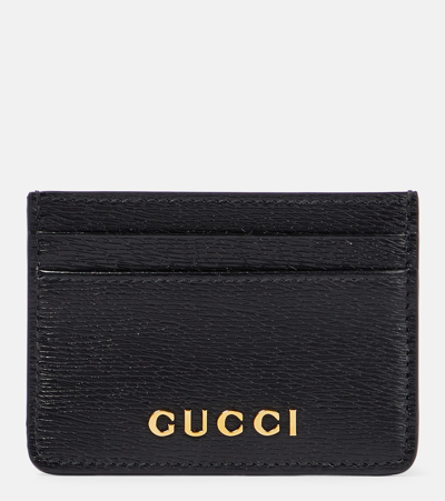 Shop Gucci Script Leather Card Holder In Black