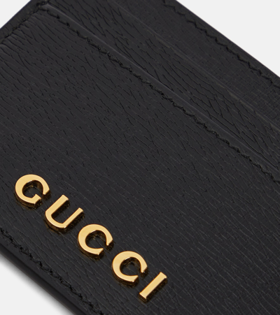 Shop Gucci Script Leather Card Holder In Black