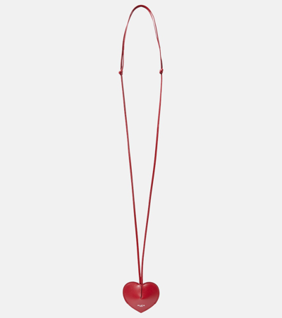 Shop Alaïa Le Coeur Leather Keychain With Strap In Red