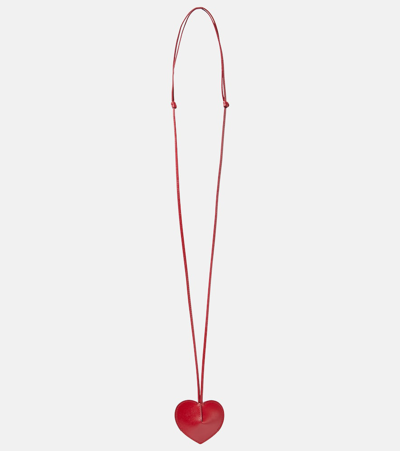 Shop Alaïa Le Coeur Leather Keychain With Strap In Red