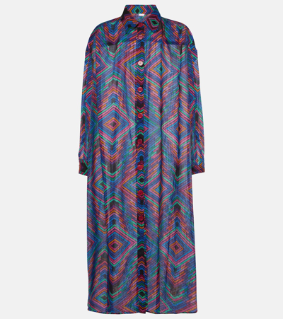 Shop Eres Dj Printed Cotton Voile Shirt Dress In Multicoloured
