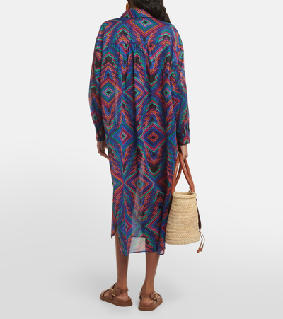 Eres Dj Printed Cotton Voile Shirt Dress In Multicoloured