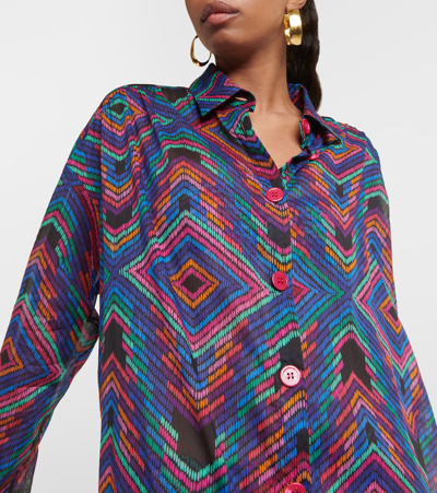 Eres Dj Printed Cotton Voile Shirt Dress In Multicoloured