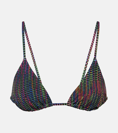 Shop Eres Rayon Printed Triangle Bikini Top In Multicoloured