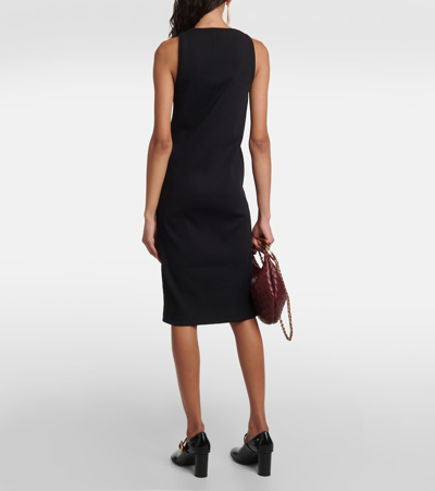 Shop Bottega Veneta Ribbed-knit Cotton Jersey Midi Dress In Black