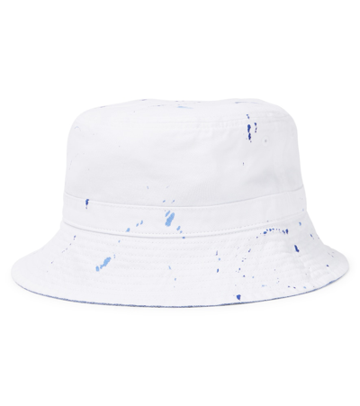 Shop Polo Ralph Lauren Logo Cotton Canvas Bucket Hat In White