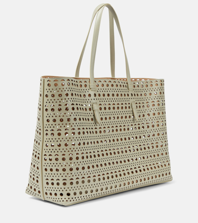 Alaïa Mina 44 Vienne Wave Leather Tote Bag In Grey