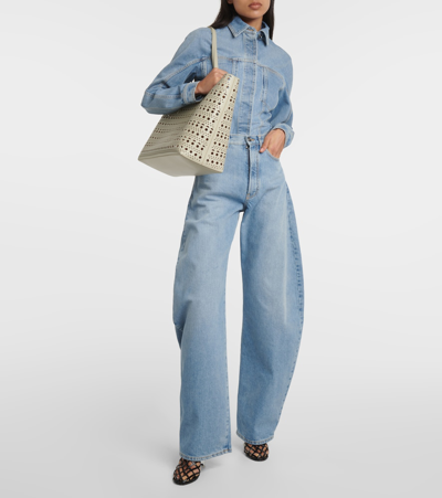 Alaïa Mina 44 Vienne Wave Leather Tote Bag In Grey
