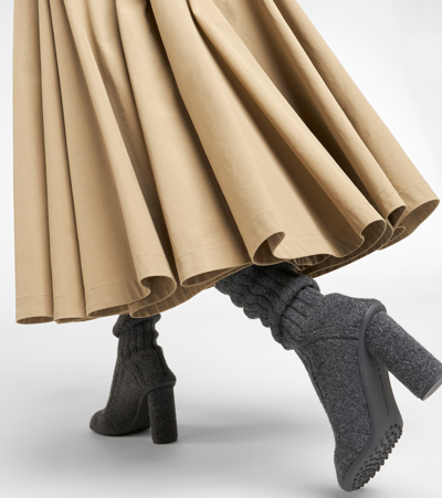 Bottega Veneta Wool-blend Knee-high Sock Boots In Grey