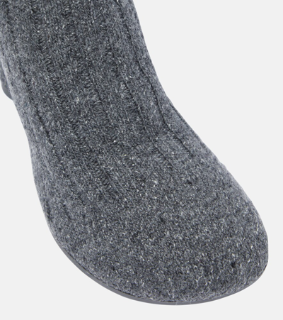 Bottega Veneta Wool-blend Knee-high Sock Boots In Grey