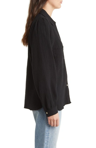 Shop Rails Lauren Cotton Gauze Shirt In Black