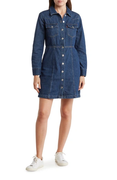 Shop Levi's® Flynn Western Long Sleeve Button Front Denim Dress In A New York Moment 2