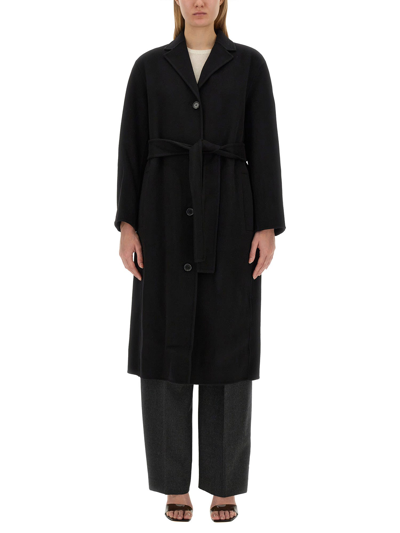 Shop Theory Belted Coat In Nero