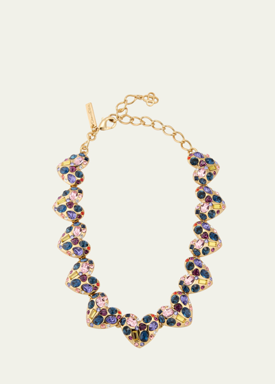 Shop Oscar De La Renta Gemstone Heart Necklace In Rainbow
