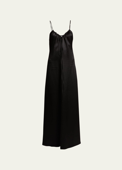 Shop Proenza Schouler White Label Harper Satin Drawstring Backless Maxi Dress In Black