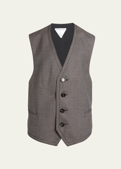 Shop Bottega Veneta Classic Wool Houndstooth Vest In Cigarmulti