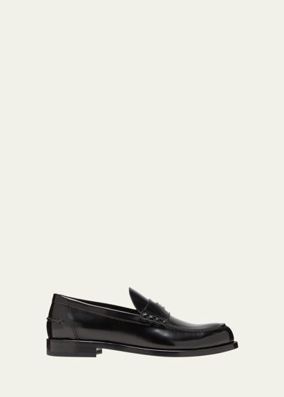 Shop Givenchy Men's Mr G Brushed Leather Penny Loafers In Black