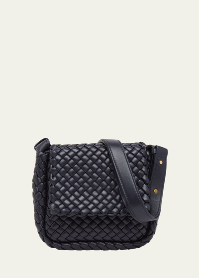 Shop Bottega Veneta Mini Cobble Shoulder Bag In 8837 Space-gold