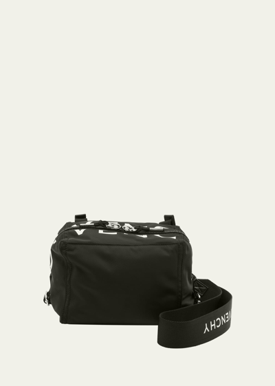 Shop Givenchy Men's Pandora Small Nylon Crossbody Bag In Black/white