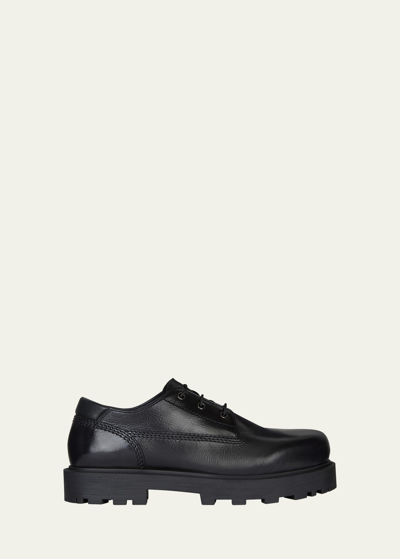 Shop Givenchy Men's Storm Calf Leather Derby Shoes In Black