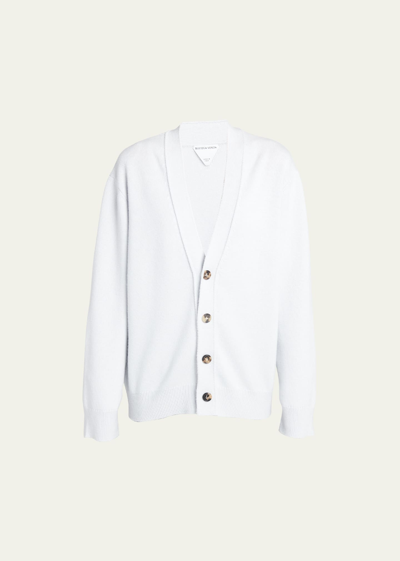 Shop Bottega Veneta Classic Cashmere Cardigan With Intrec Patches In Foglia