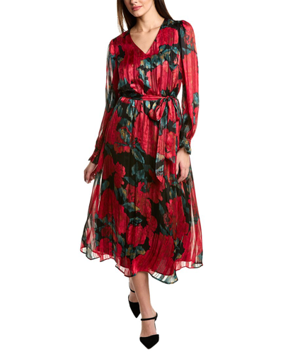 Shop Anne Klein Floral Midi Dress In Red