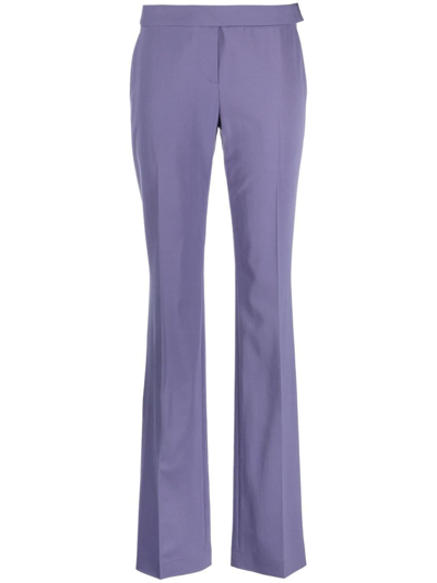 Shop Stella Mccartney Pressed-crease Low-waist Slim-fit Trousers In Purple