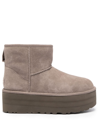 Shop Ugg Classic Mini Suede Platform Boots In Grey