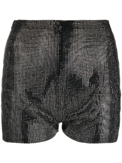 Shop Giuseppe Di Morabito Rhinestone-embellished High-waist Shorts In Nero