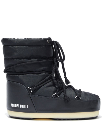 Shop Moon Boot Quilted Logo-print Ankle Boots In Nero