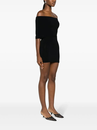 Shop Wardrobe.nyc Off Shoulder Dress Mini In Black