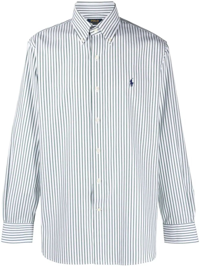 Polo Ralph Lauren Classic Fit Long Sleeve Striped Cotton Oxford Button Down Shirt In Green