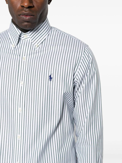 Polo Ralph Lauren Classic Fit Long Sleeve Striped Cotton Oxford Button Down Shirt In Green