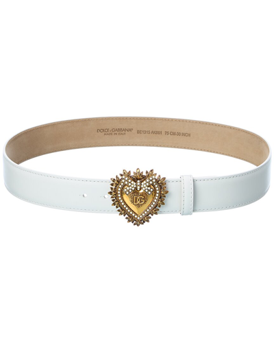 Shop Dolce & Gabbana Devotion Heart Adjustable Leather Belt In White