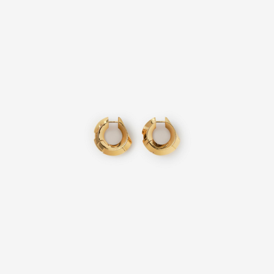 Shop Burberry Large Hollow Hoop Earr In Gold